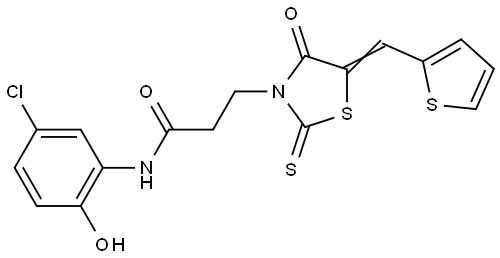N-(5-CHLORO-2-HYDROXYPHENYL)-3-[(5E)-4-OXO-5-(2-THIENYLMETHYLENE)-2-THIOXO-1,3-THIAZOLIDIN-3-YL]PROPANAMIDE Struktur