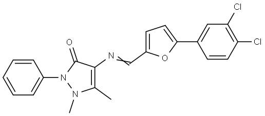 4-({(E)-[5-(3,4-DICHLOROPHENYL)-2-FURYL]METHYLIDENE}AMINO)-1,5-DIMETHYL-2-PHENYL-1,2-DIHYDRO-3H-PYRAZOL-3-ONE Struktur