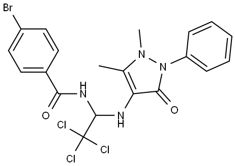 4-BROMO-N-{2,2,2-TRICHLORO-1-[(1,5-DIMETHYL-3-OXO-2-PHENYL-2,3-DIHYDRO-1H-PYRAZOL-4-YL)AMINO]ETHYL}BENZAMIDE Struktur