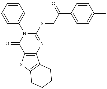 2-{[2-(4-METHYLPHENYL)-2-OXOETHYL]SULFANYL}-3-PHENYL-6,7,8,9-TETRAHYDRO[1]BENZOTHIENO[3,2-D]PYRIMIDIN-4(3H)-ONE Struktur