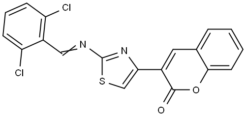 3-(2-((2,6-DICHLOROBENZYLIDENE)AMINO)-1,3-THIAZOL-4-YL)-2H-CHROMEN-2-ONE Struktur