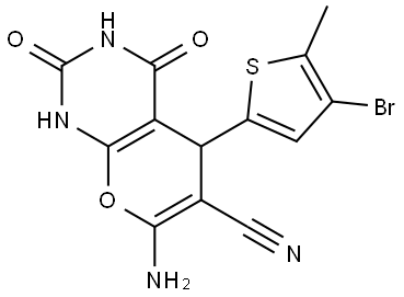 7-AMINO-5-(4-BROMO-5-METHYL-2-THIENYL)-2,4-DIOXO-1,3,4,5-TETRAHYDRO-2H-PYRANO[2,3-D]PYRIMIDINE-6-CARBONITRILE Struktur