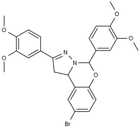 9-BR-2,5-BIS(3,4-DIMETHOXYPHENYL)-1,10B-DIHYDROPYRAZOLO(1,5-C)(1,3)BENZOXAZINE Struktur