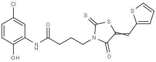 N-(5-CHLORO-2-HYDROXYPHENYL)-4-[(5E)-4-OXO-5-(2-THIENYLMETHYLENE)-2-THIOXO-1,3-THIAZOLIDIN-3-YL]BUTANAMIDE Struktur