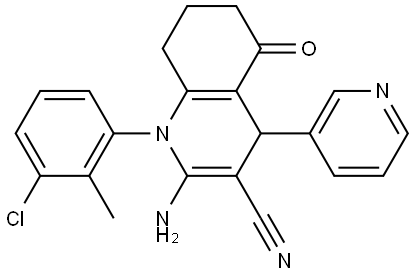 2-AMINO-1-(3-CHLORO-2-METHYLPHENYL)-5-OXO-4-(3-PYRIDINYL)-1,4,5,6,7,8-HEXAHYDRO-3-QUINOLINECARBONITRILE Struktur