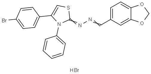 1,3-BENZODIOXOLE-5-CARBALDEHYDE ((2E)-4-(4-BROMOPHENYL)-3-PHENYL-1,3-THIAZOL-2(3H)-YLIDENE)HYDRAZONE HYDROBROMIDE Struktur