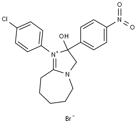 1-(4-CHLOROPHENYL)-2-HYDROXY-2-(4-NITROPHENYL)-2,5,6,7,8,9-HEXAHYDRO-3H-IMIDAZO[1,2-A]AZEPIN-1-IUM BROMIDE Struktur