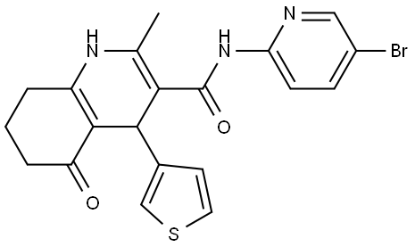 N-(5-BROMO-2-PYRIDINYL)-2-METHYL-5-OXO-4-(3-THIENYL)-1,4,5,6,7,8-HEXAHYDRO-3-QUINOLINECARBOXAMIDE Struktur