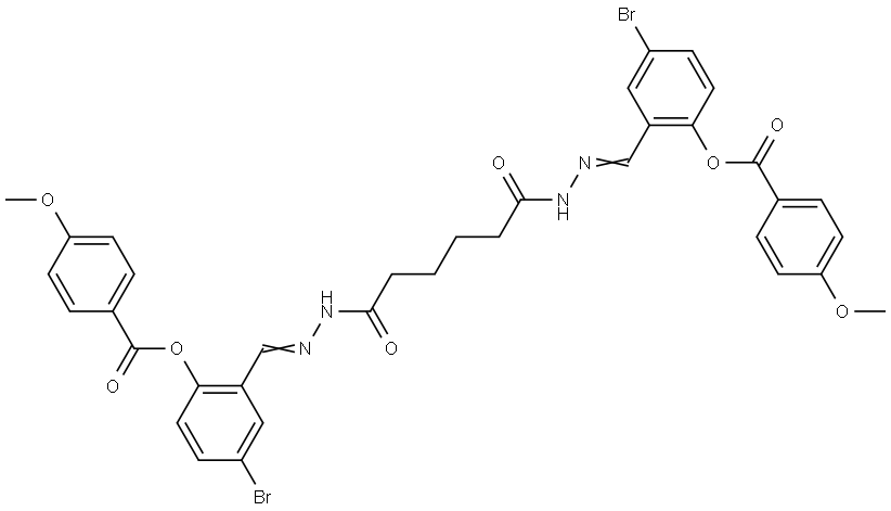 4-BROMO-2-((E)-{[6-((2E)-2-{5-BROMO-2-[(4-METHOXYBENZOYL)OXY]BENZYLIDENE}HYDRAZINO)-6-OXOHEXANOYL]HYDRAZONO}METHYL)PHENYL 4-METHOXYBENZOATE Struktur