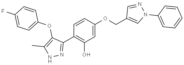 2-(4-(4-FLUOROPHENOXY)-5-ME-1H-PYRAZOL-3-YL)-5-((1-PH-1H-PYRAZOL-4-YL)MEO)PHENOL Struktur