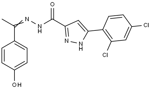 3-(2,4-DICHLOROPHENYL)-N'-(1-(4-HO-PH)ETHYLIDENE)-1H-PYRAZOLE-5-CARBOHYDRAZIDE Struktur