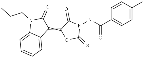 4-METHYL-N-[(5Z)-4-OXO-5-(2-OXO-1-PROPYL-1,2-DIHYDRO-3H-INDOL-3-YLIDENE)-2-THIOXO-1,3-THIAZOLIDIN-3-YL]BENZAMIDE Struktur