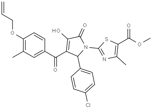 METHYL 2-[3-[4-(ALLYLOXY)-3-METHYLBENZOYL]-2-(4-CHLOROPHENYL)-4-HYDROXY-5-OXO-2,5-DIHYDRO-1H-PYRROL-1-YL]-4-METHYL-1,3-THIAZOLE-5-CARBOXYLATE Struktur