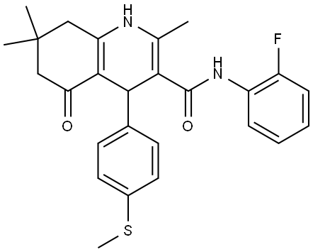 N-(2-FLUOROPHENYL)-2,7,7-TRIMETHYL-4-[4-(METHYLSULFANYL)PHENYL]-5-OXO-1,4,5,6,7,8-HEXAHYDRO-3-QUINOLINECARBOXAMIDE Struktur