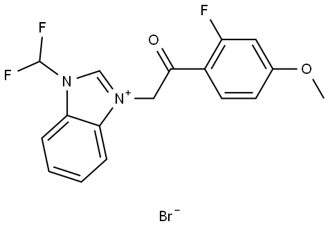 1-(DIFLUOROMETHYL)-3-(2-(2-F-4-MEO-PH)-2-OXOETHYL)-3H-BENZIMIDAZOL-1-IUM BROMIDE Struktur