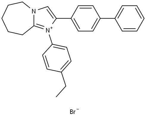 2-[1,1'-BIPHENYL]-4-YL-1-(4-ETHYLPHENYL)-1H,5H,6H,7H,8H,9H-IMIDAZO[1,2-A]AZEPIN-4-IUM BROMIDE Struktur