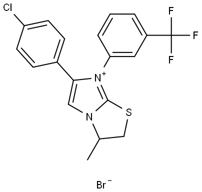 6-(4-CHLOROPHENYL)-3-METHYL-7-[3-(TRIFLUOROMETHYL)PHENYL]-2,3-DIHYDROIMIDAZO[2,1-B][1,3]THIAZOL-7-IUM BROMIDE Struktur