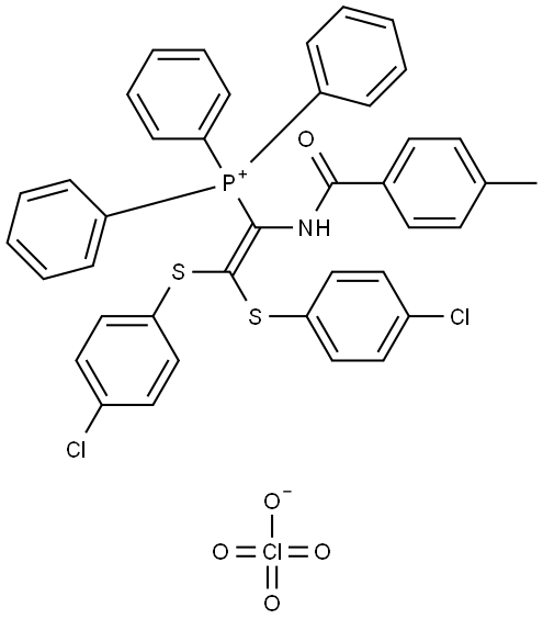 {2,2-BIS[(4-CHLOROPHENYL)SULFANYL]-1-[(4-METHYLBENZOYL)AMINO]VINYL}(TRIPHENYL)PHOSPHONIUM PERCHLORATE Struktur