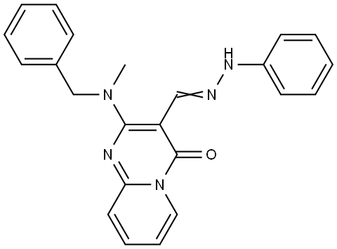 4H-Pyrido[1,2-a]pyrimidine-3-carboxaldehyde, 2-[methyl(phenylmethyl)amino]-4-oxo-, 3-(2-phenylhydrazone) Struktur