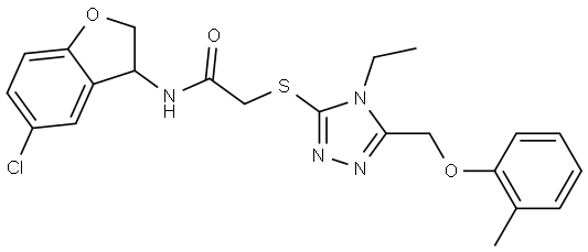 N-(5-CHLORO-2,3-DIHYDRO-1-BENZOFURAN-3-YL)-2-([4-ETHYL-5-[(2-METHYLPHENOXY)METHYL]-4H-1,2,4-TRIAZOL-3-YL]SULFANYL)ACETAMIDE Struktur