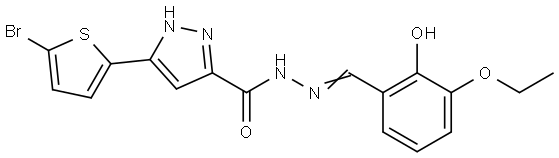 3(5-BR-2-THIENYL)N'-(3-ETHOXY-2-HYDROXYBENZYLIDENE)-1H-PYRAZOLE-5-CARBOHYDRAZIDE Struktur