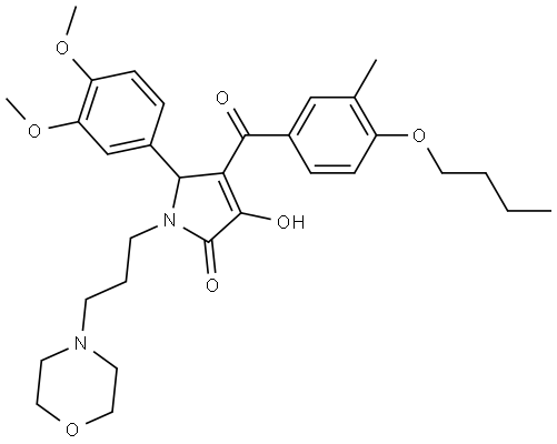 4-(4-BUTOXY-3-METHYLBENZOYL)-5-(3,4-DIMETHOXYPHENYL)-3-HYDROXY-1-[3-(4-MORPHOLINYL)PROPYL]-1,5-DIHYDRO-2H-PYRROL-2-ONE Struktur