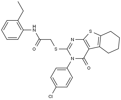 2-{[3-(4-CHLOROPHENYL)-4-OXO-3,4,5,6,7,8-HEXAHYDRO[1]BENZOTHIENO[2,3-D]PYRIMIDIN-2-YL]SULFANYL}-N-(2-ETHYLPHENYL)ACETAMIDE Struktur