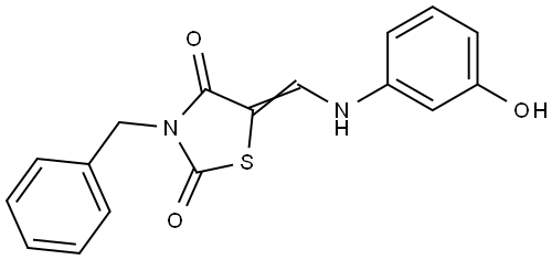 3-BENZYL-5-((3-HYDROXYANILINO)METHYLENE)-1,3-THIAZOLIDINE-2,4-DIONE Struktur