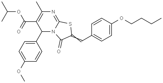 ISOPROPYL (2E)-2-(4-BUTOXYBENZYLIDENE)-5-(4-METHOXYPHENYL)-7-METHYL-3-OXO-2,3-DIHYDRO-5H-[1,3]THIAZOLO[3,2-A]PYRIMIDINE-6-CARBOXYLATE Struktur