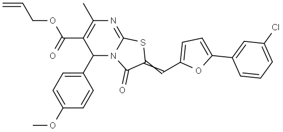 ALLYL (2E)-2-{[5-(3-CHLOROPHENYL)-2-FURYL]METHYLENE}-5-(4-METHOXYPHENYL)-7-METHYL-3-OXO-2,3-DIHYDRO-5H-[1,3]THIAZOLO[3,2-A]PYRIMIDINE-6-CARBOXYLATE Struktur