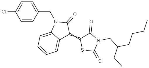 (3Z)-1-(4-CHLOROBENZYL)-3-[3-(2-ETHYLHEXYL)-4-OXO-2-THIOXO-1,3-THIAZOLIDIN-5-YLIDENE]-1,3-DIHYDRO-2H-INDOL-2-ONE Struktur