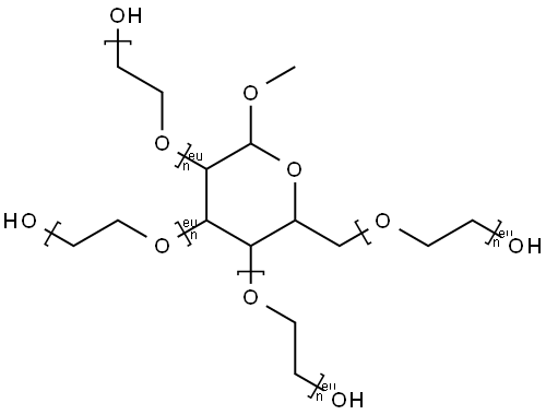 Poly(oxy-1,2-ethanediyl), .alpha.-hydro-.omega.-hydroxy-, ether with methyl D-glucopyranoside (4:1) Struktur