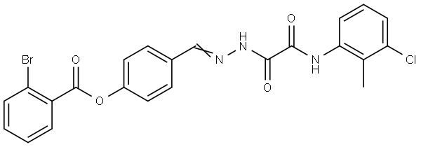 4-(2-((3-CL-2-METHYLANILINO)(OXO)ACETYL)CARBOHYDRAZONOYL)PHENYL 2-BROMOBENZOATE Struktur