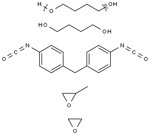 1,4-Butanediol, polymer with α-hydro-ω-hydroxypoly( oxy-1,4-butanediyl), 1,1'-methylenebis[4-isocyanatobenzene], methyloxirane and oxirane Struktur