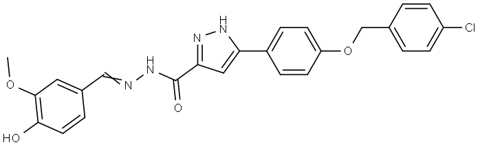 3-{4-[(4-CHLOROBENZYL)OXY]PHENYL}-N'-[(E)-(4-HYDROXY-3-METHOXYPHENYL)METHYLIDENE]-1H-PYRAZOLE-5-CARBOHYDRAZIDE Struktur