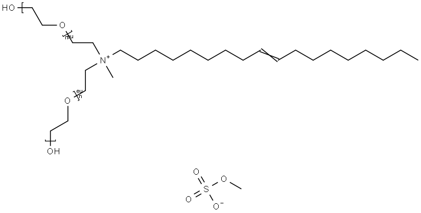 Poly(oxy-1,2-ethanediyl), .alpha.,.alpha.-methyl-(9Z)-9-octadecenyliminiodi-2,1-ethanediylbis.omega.-hydroxy-, methyl sulfate (salt) Struktur