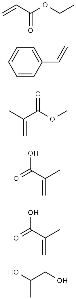 2-Propenoic acid, 2-methyl-, polymer with ethenylbenzene, ethyl 2-propenoate, methyl 2-methyl-2-propenoate and 1,2-propanediol mono(2-methyl-2-propenoate) Struktur