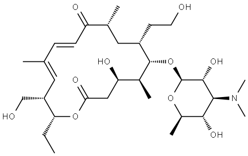 Tylonolide, 20-deoxo-5-O-[3,6-dideoxy-3-(dimethylamino)-β-D-glucopyranosyl]-20-hydroxy-, (14S)- (9CI) Struktur