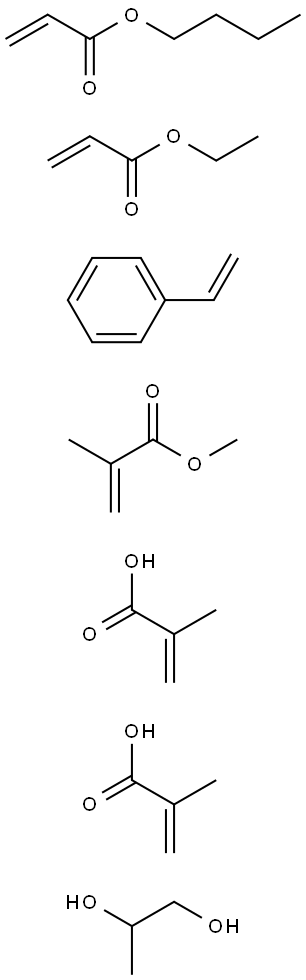 2-Propenoic acid, 2-methyl-, polymer with butyl 2-propenoate, ethenylbenzene, ethyl 2-propenoate, methyl 2-methyl-2-propenoate and 1,2-propanediolmono(2-methyl-2-propenoate) Struktur