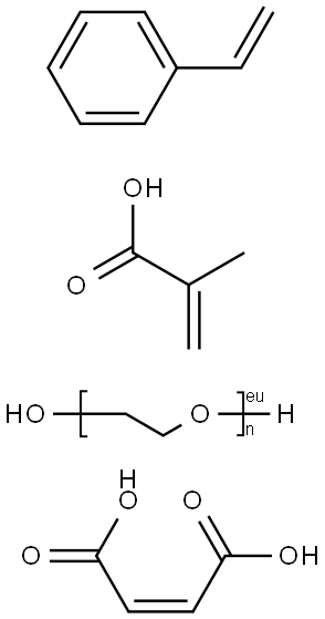 2-Propenoic acid, 2-methyl-, polymer with ethenylbenzene and .alpha.-hydro-.omega.-hydroxypoly(oxy-1,2-ethanediyl) (2Z)-2-butenedioate Struktur