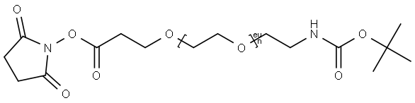 O-[2-(Boc-amino)ethyl]-Oμ-[3-(N-succinimidyloxy)-3-oxopropyl]polyethylene  glycol  5000 Struktur