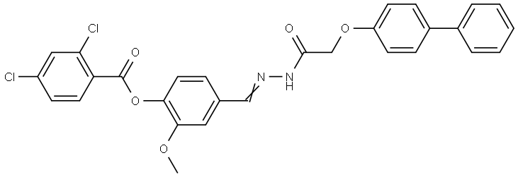 4-(2-(((1,1'-BIPHENYL)-4-YLOXY)AC)CARBOHYDRAZONOYL)-2-MEO-PH 2,4-DI-CL-BENZOATE Struktur