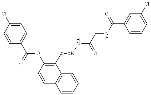 1-(2-(((3-CHLOROBENZOYL)AMINO)AC)CARBOHYDRAZONOYL)-2-NAPHTHYL 4-CHLOROBENZOATE Struktur