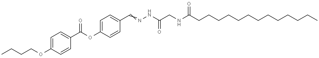 4-(2-((TETRADECANOYLAMINO)ACETYL)CARBOHYDRAZONOYL)PHENYL 4-BUTOXYBENZOATE Struktur