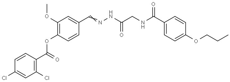 2-MEO-4-(2-(((4-PROPOXYBENZOYL)AMINO)AC)CARBOHYDRAZONOYL)PH 2,4-DICHLOROBENZOATE Struktur