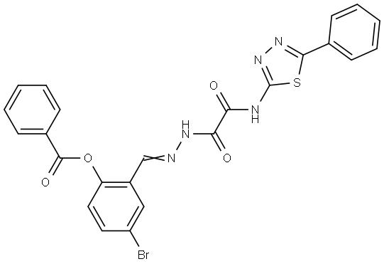 4-BR-2-(2-(OXO((5-PH-1,3,4-THIADIAZOL-2-YL)AMINO)AC)CARBOHYDRAZONOYL)PH BENZOATE Struktur