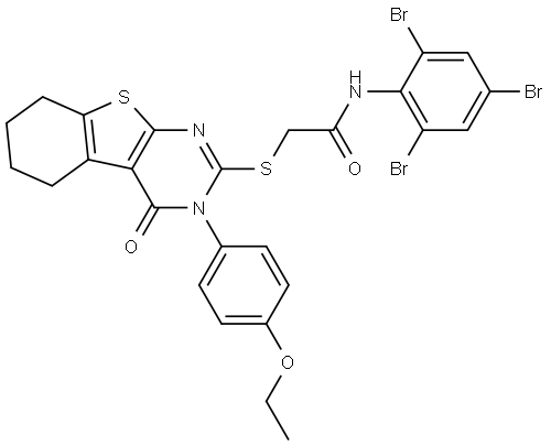 2-{[3-(4-ETHOXYPHENYL)-4-OXO-3,4,5,6,7,8-HEXAHYDRO[1]BENZOTHIENO[2,3-D]PYRIMIDIN-2-YL]SULFANYL}-N-(2,4,6-TRIBROMOPHENYL)ACETAMIDE Struktur