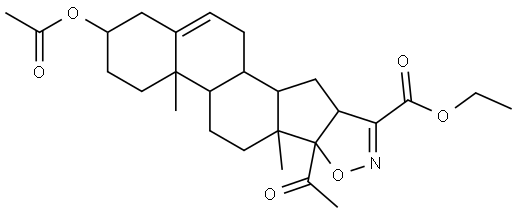 ethyl 6b-acetyl-2-(acetyloxy)-4a,6a-dimethyl-2,3,4,4a,4b,5,6,6a,6b,9a,10,10a,10b,11-tetradecahydro-1H-naphtho[2',1':4,5]indeno[2,1-d]isoxazole-9-carboxylate Struktur