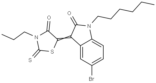 (3Z)-5-BROMO-1-HEXYL-3-(4-OXO-3-PROPYL-2-THIOXO-1,3-THIAZOLIDIN-5-YLIDENE)-1,3-DIHYDRO-2H-INDOL-2-ONE Struktur