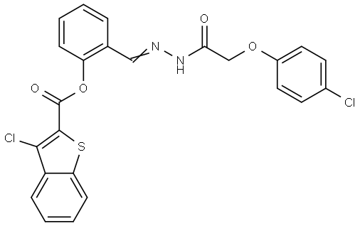 2-(2-((4-CL-PHENOXY)AC)CARBOHYDRAZONOYL)PH 3-CL-1-BENZOTHIOPHENE-2-CARBOXYLATE Struktur